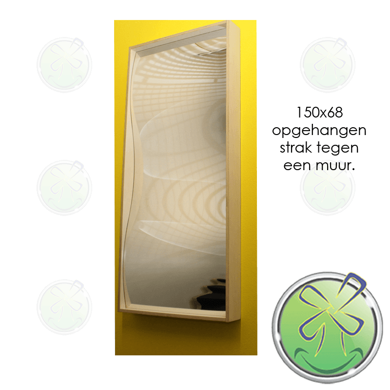 Door de sleufduimschroeven, strak gemonteerd tegen de muur.